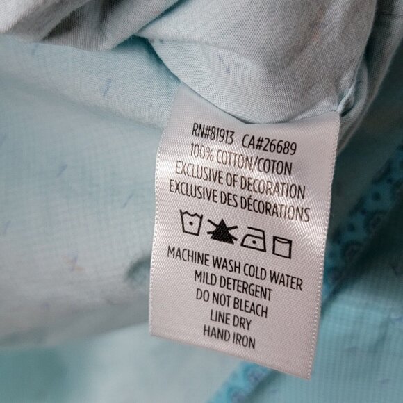 Robert Graham‎ Large L Light Blue Patterned Flip Cuff Long Sleeve Button Shirt - Picture 6 of 6